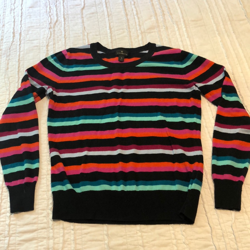 Worthington Crew Neck Striped Multicolored Sweater